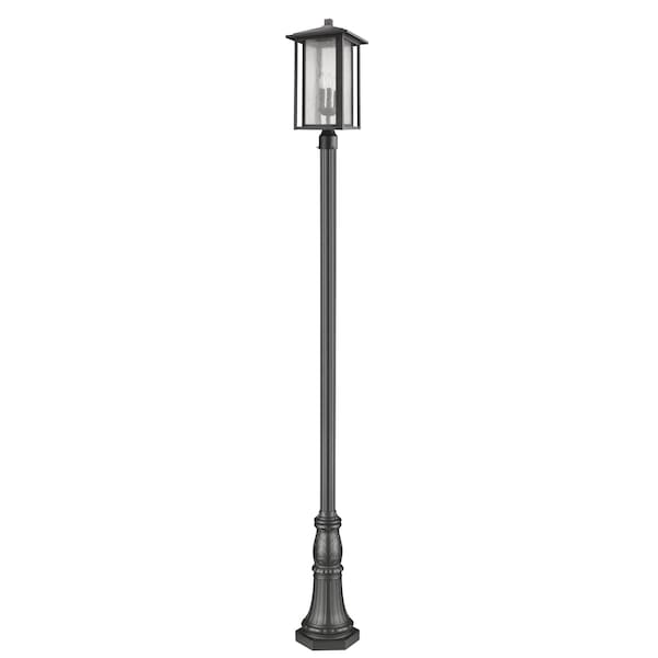 Z-Lite Aspen 3 Light Outdoor Post Mounted Fixture, Black And Clear Seedy 554PHXLR-518P-BK - main